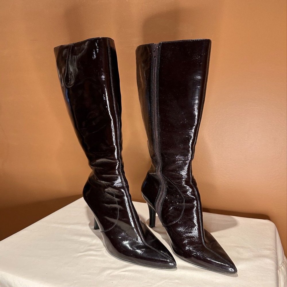 Nine West Black Patten Knee High Boots Size 7.5 - Picture 2 of 11